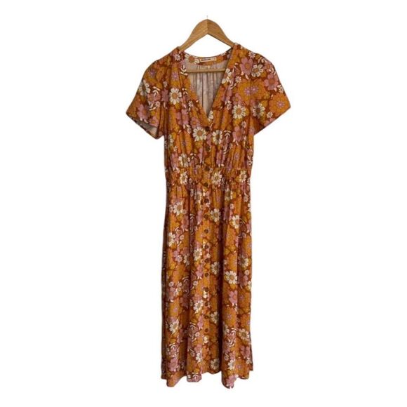 ✨Marine Layer Annika Floral Print Smocked Midi Sz XS Dress✨ - Picture 11 of 14